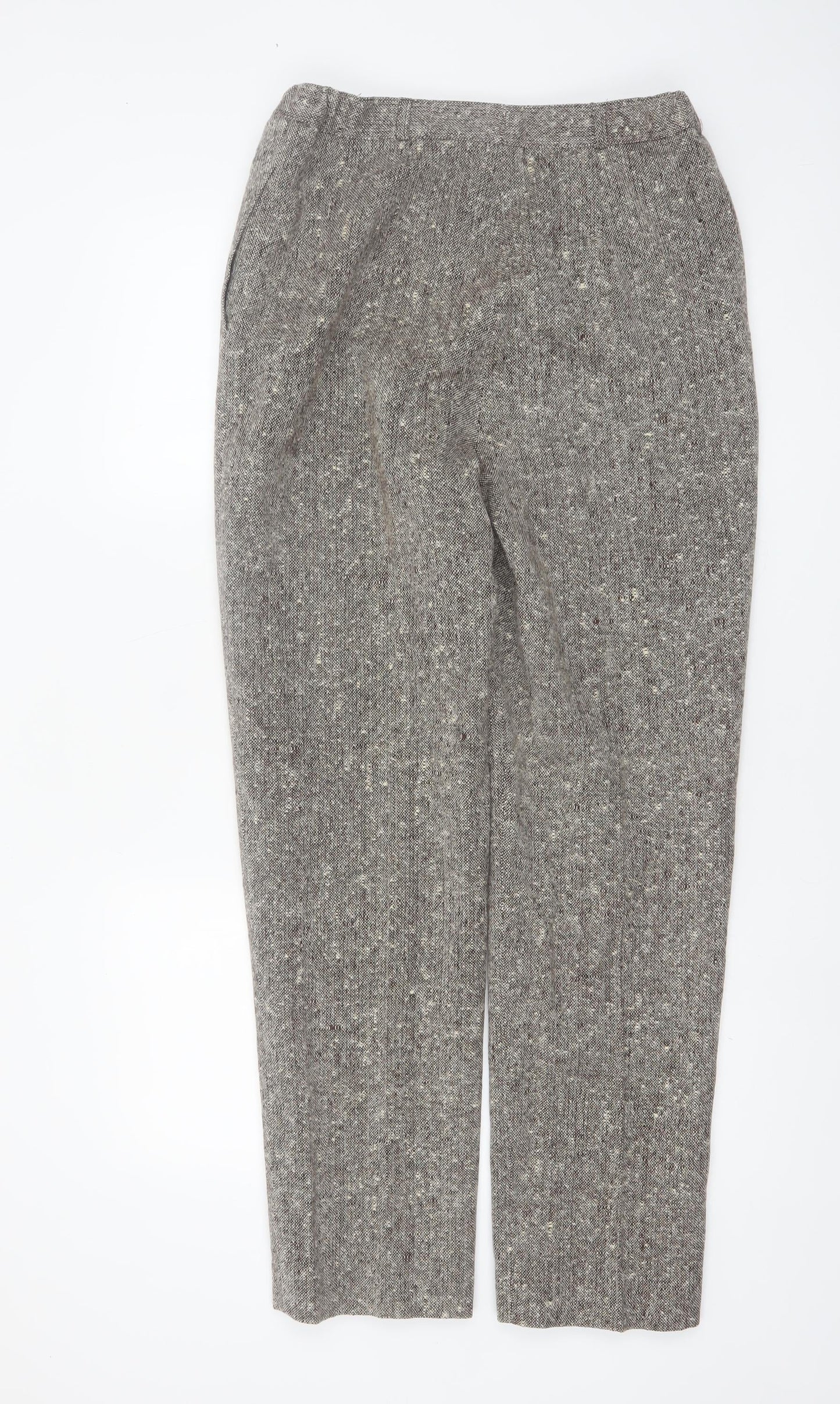 Bassonova Women’s Grey Tweed Wool Blend Straight Trousers Size 12