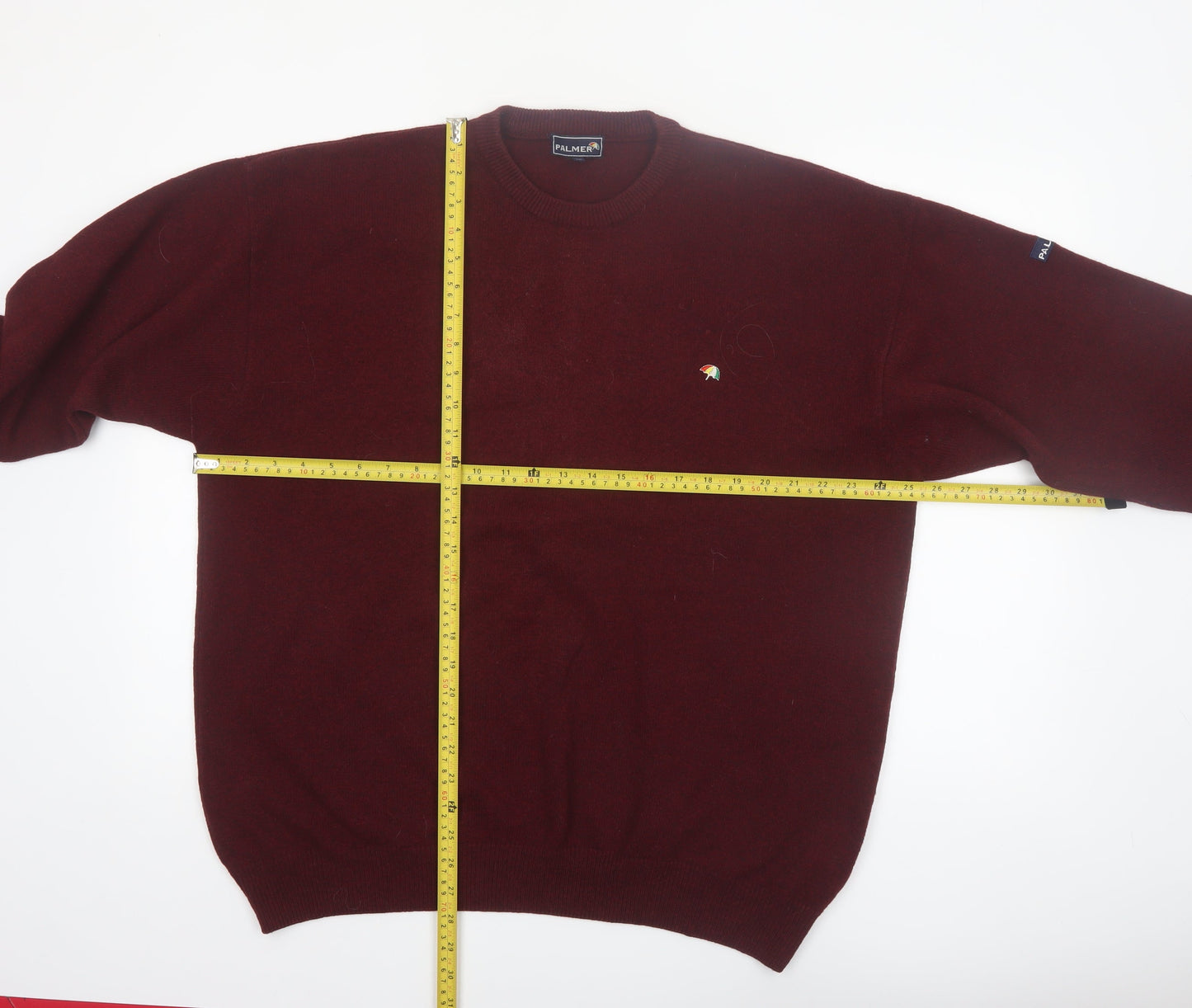 Palmer Mens Red Wool XL Crew Neck Pullover Jumper