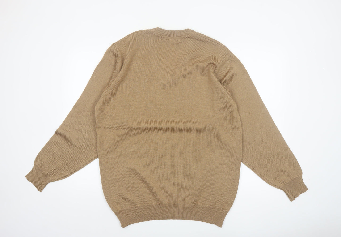Monte Carlo Men's Beige Wool V-Neck Classic Pullover Jumper L