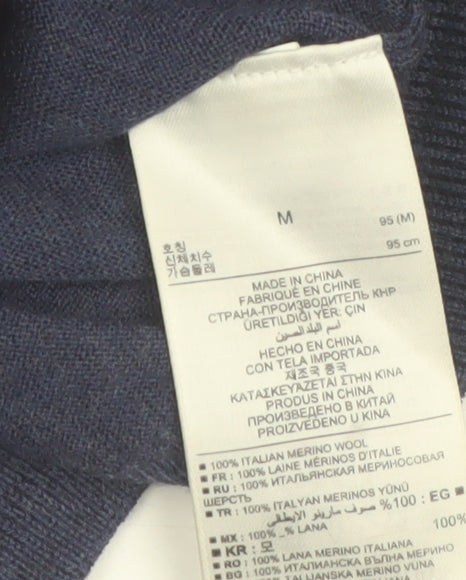 Gap Women's Blue Merino Wool Henley Jumper M V-Neck Long Sleeve