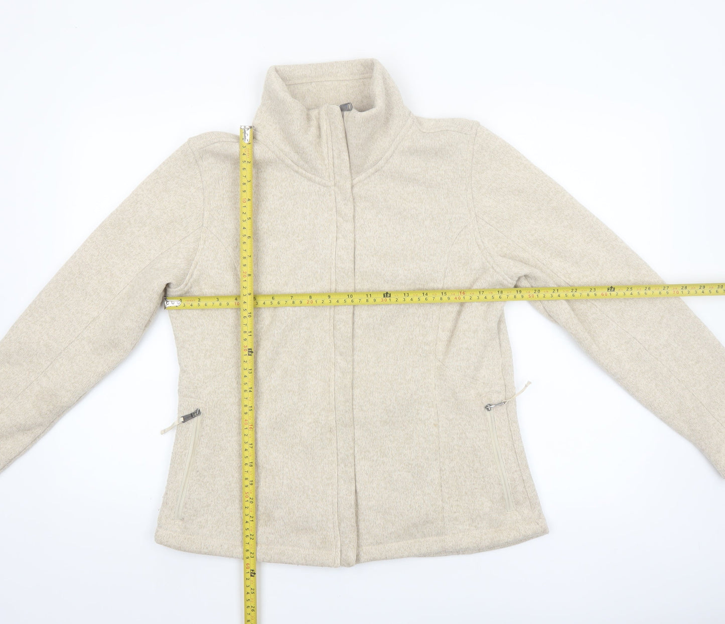 Lands' End Women's Beige Fleece Zip Jacket Size M Regular