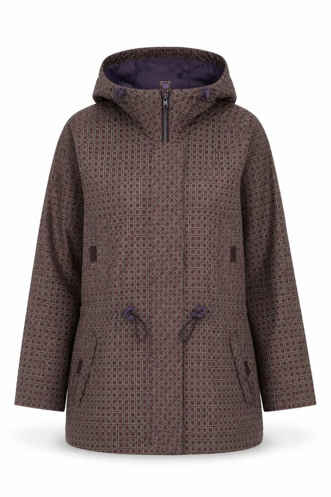 Sequence Women’s Brown Geometric Hooded Anorak Jacket XS Petite
