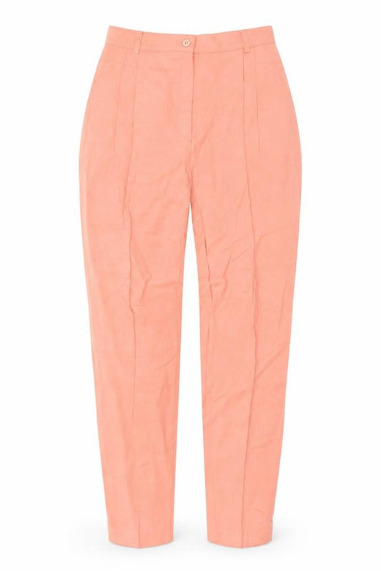 Choise by Danwear Women’s Pink Linen Viscose Pleated Trousers Size 12