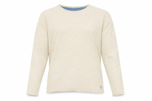 Blend Men's Beige Long Sleeve Cotton Crew Neck Top Size M