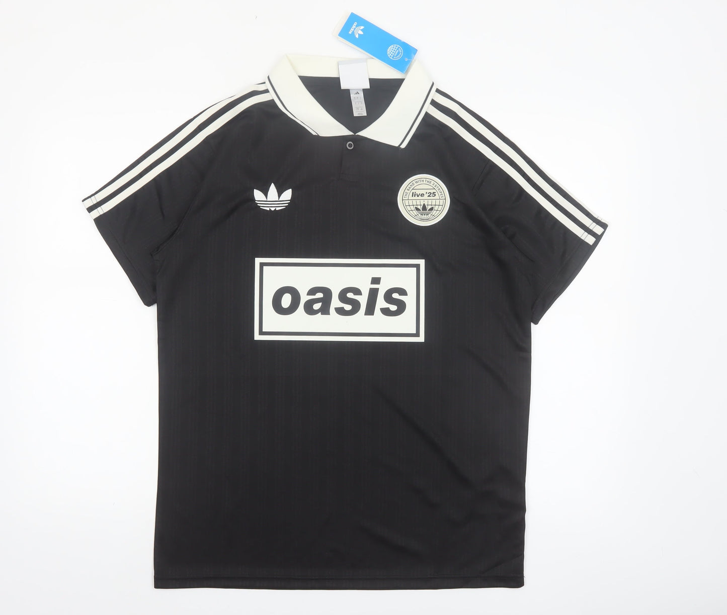 Adidas Men’s Black Oasis Polo Shirt L Music Retro Football Style