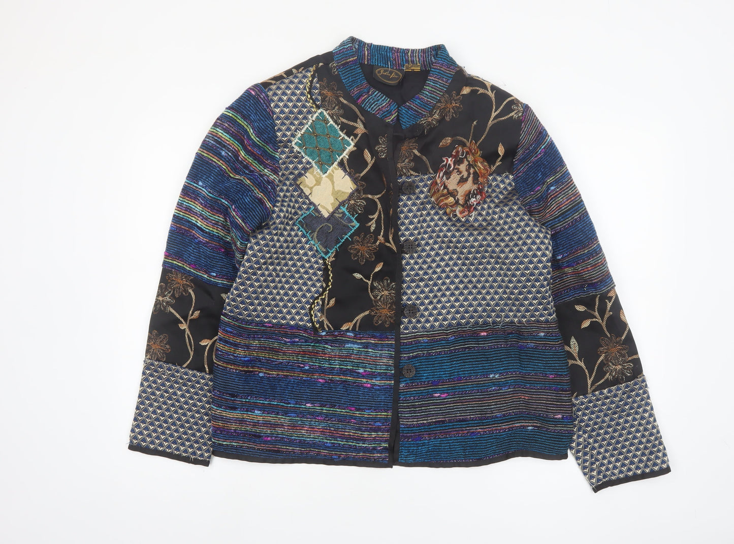 Julia Lin Women's Multicoloured Patchwork Jacket Size M Bohemian Style
