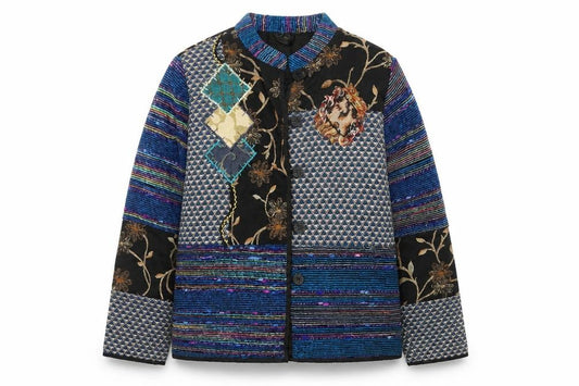 Julia Lin Women's Multicoloured Patchwork Jacket Size M Bohemian Style
