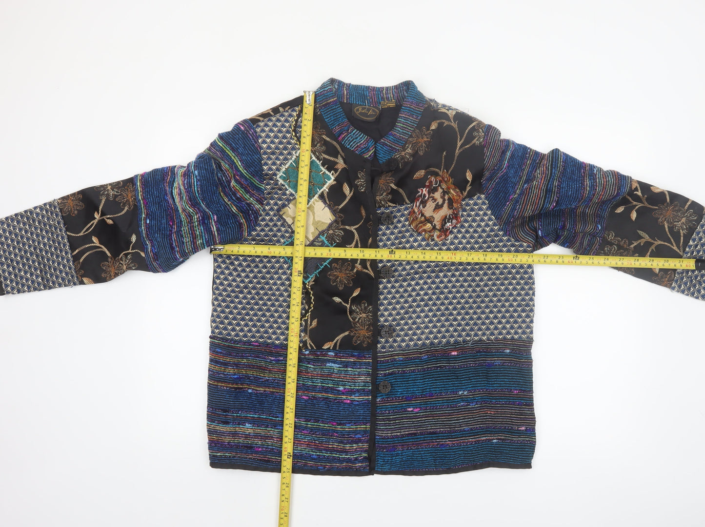 Julia Lin Women's Multicoloured Patchwork Jacket Size M Bohemian Style