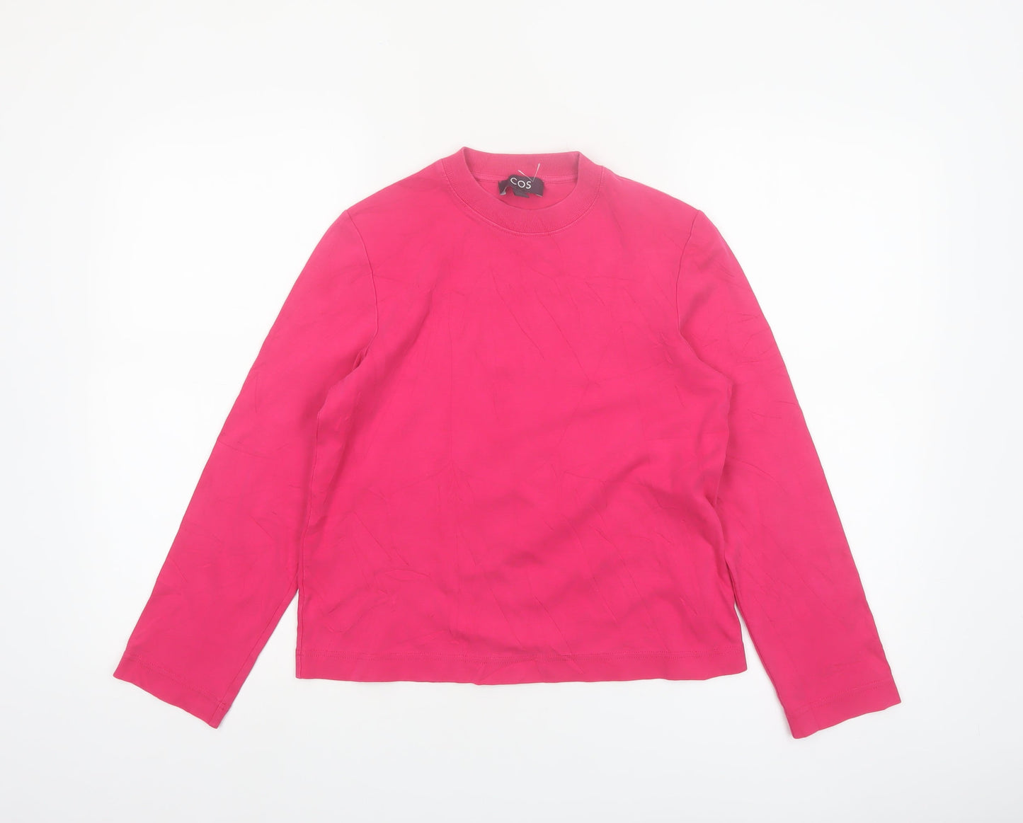 COS Women Pink Long Sleeve Basic Cotton Crew Neck T-Shirt XS