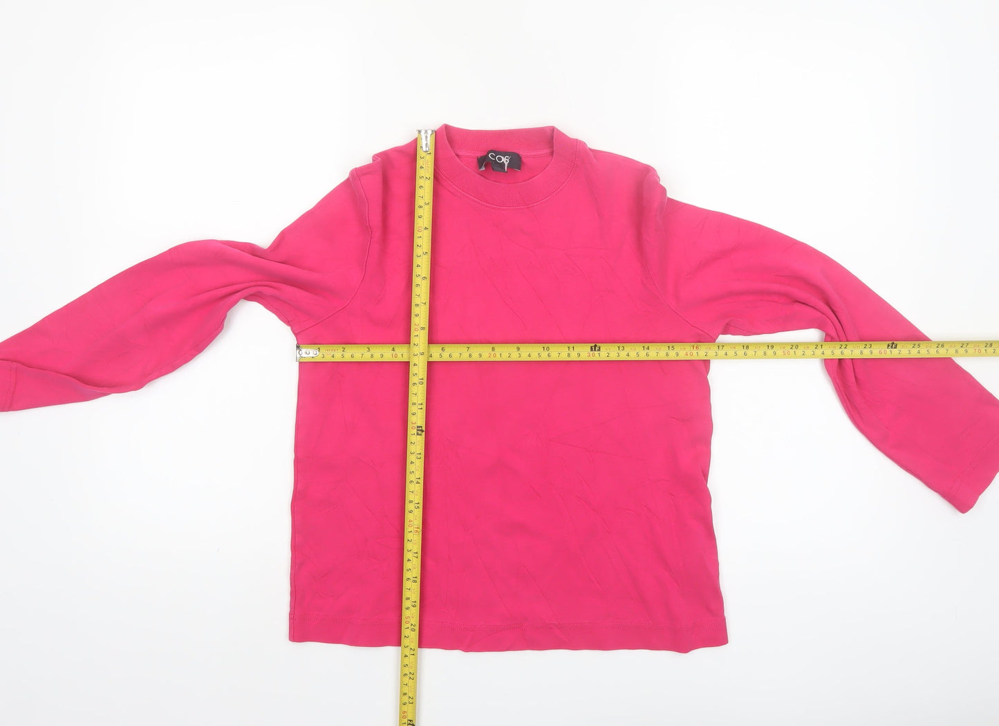 COS Women Pink Long Sleeve Basic Cotton Crew Neck T-Shirt XS