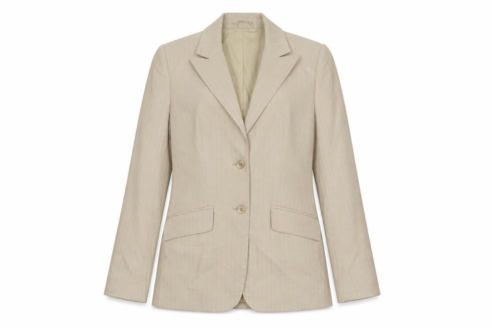 The Millennium Magic Beige Pinstripe Linen Blend Single-Breasted Blazer Size 8