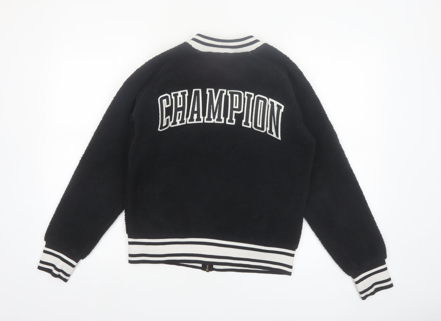 Champion Women's Black Small Varsity Logo Fleece Jacket