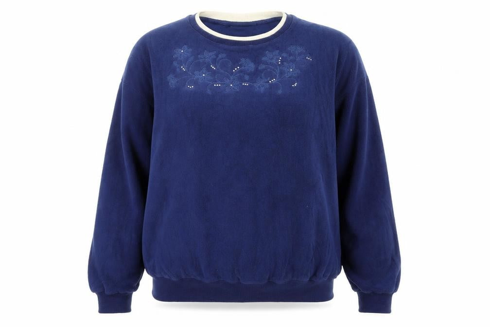 Alfred Dunner Women's Blue Pullover Sweatshirt Size M Embroidered Fleece