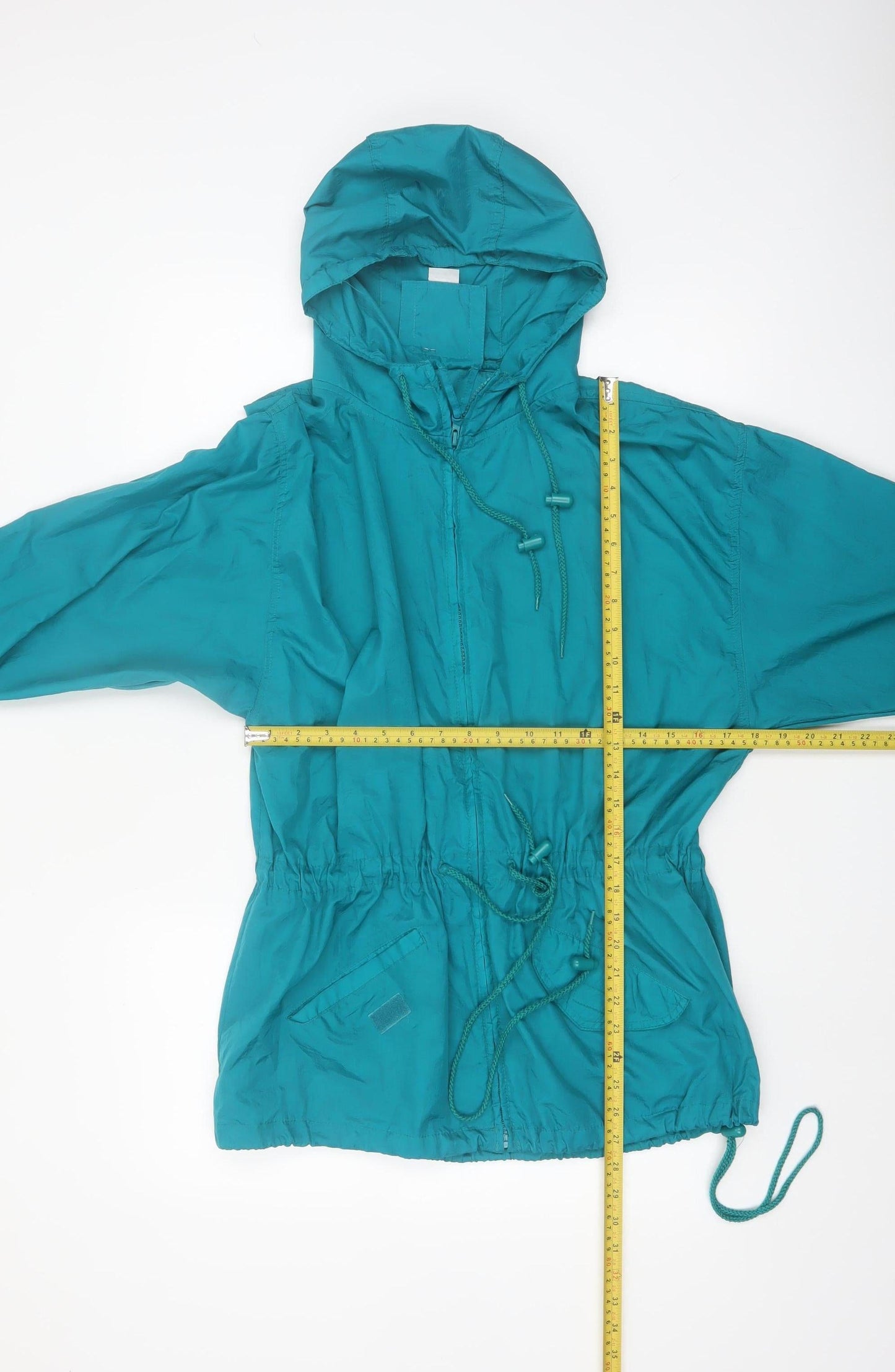 Basic Editions Women's Green Hooded Nylon Anorak Jacket Size M