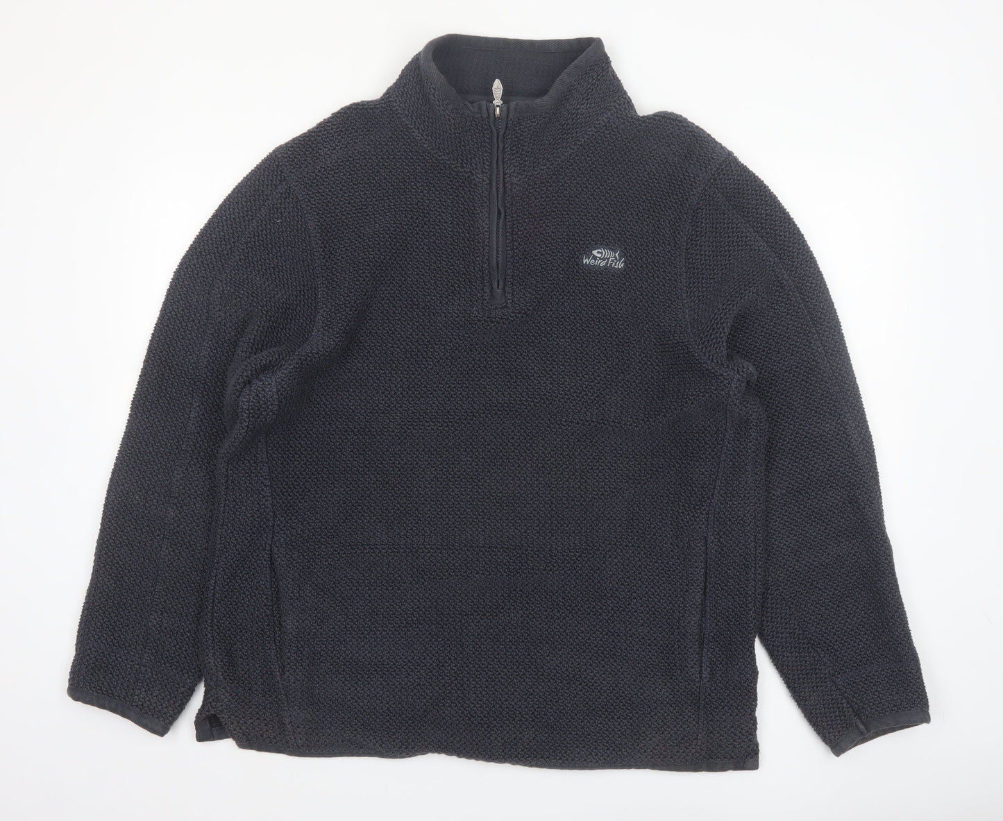 Weird Fish Men's Black XL 1/4 Zip Knit Fleece Pullover Sweatshirt