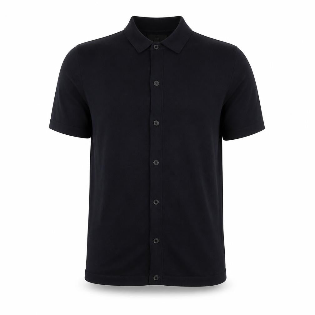 Marks and Spencer Men's Black Short Sleeve Collared Button Cardigan S