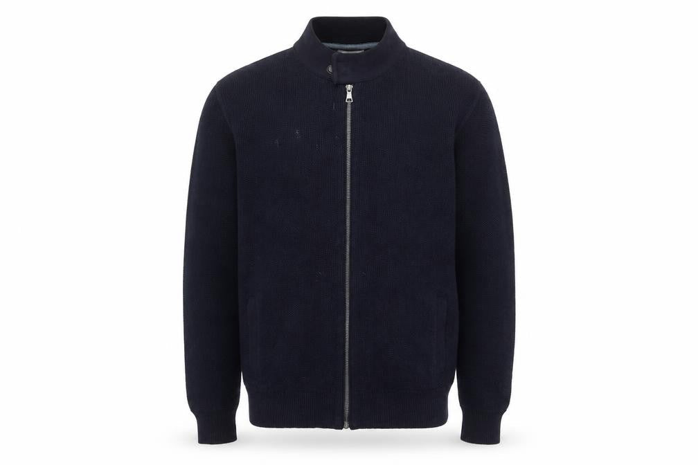 Marks & Spencer Men's Blue Full Zip Cotton Jumper M Tailored Fit