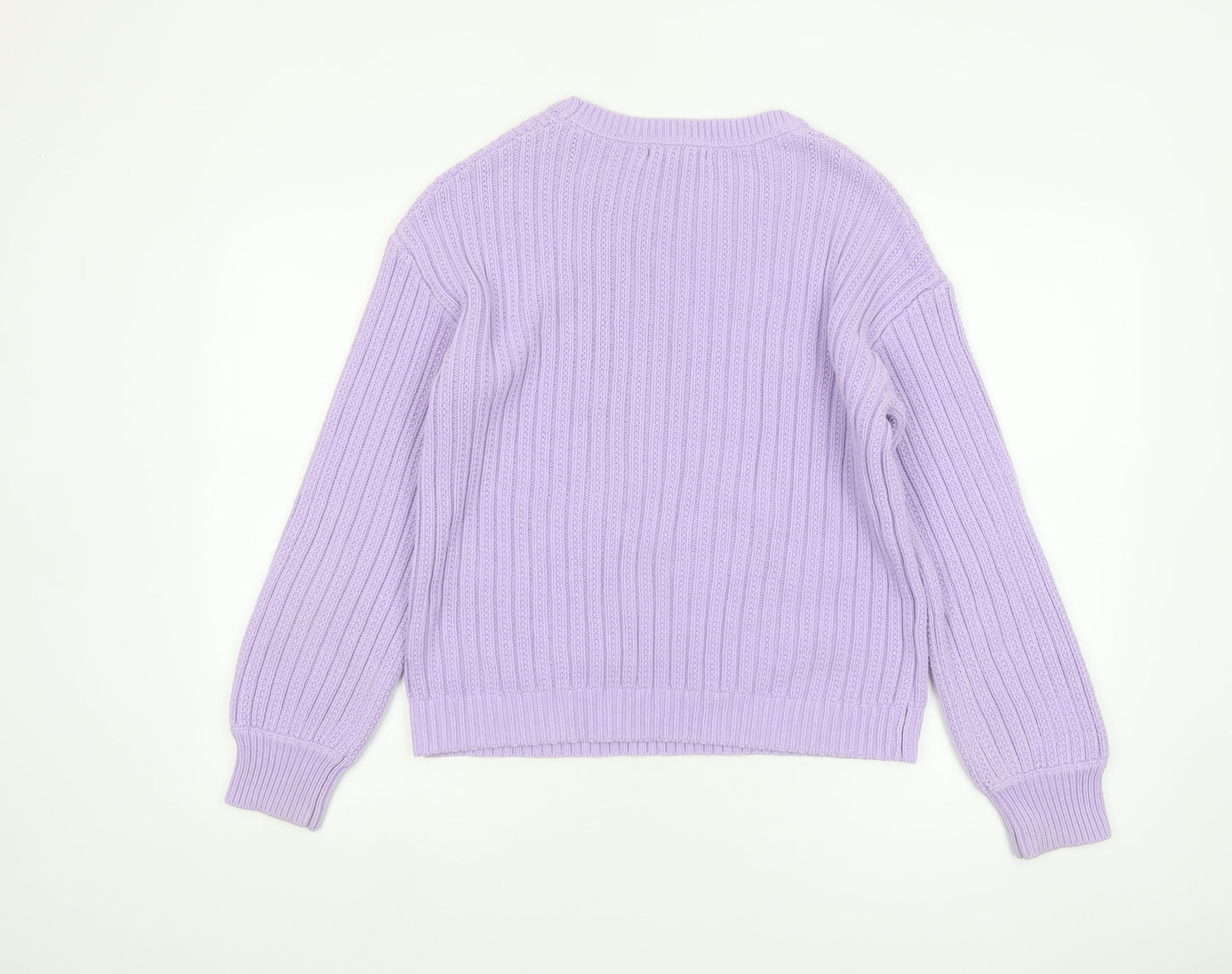 White Stuff Womens Purple Crew Neck Chunky Knit Jumper Size 14