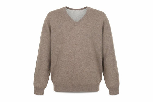 Marks & Spencer Men’s Brown Cotton V-Neck Jumper M Regular Fit