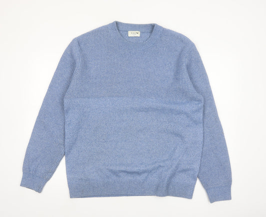 Easy Men Blue Crew Neck Knit Pullover Jumper Size L