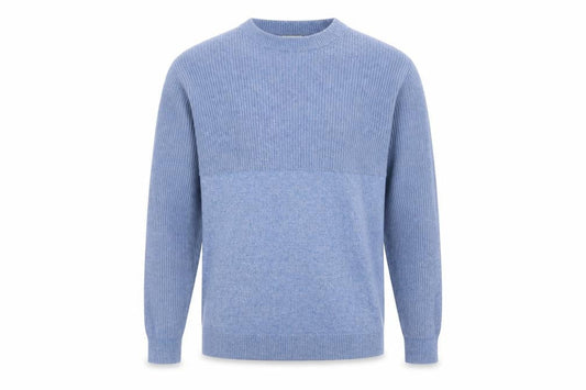 Easy Men Blue Crew Neck Knit Pullover Jumper Size L