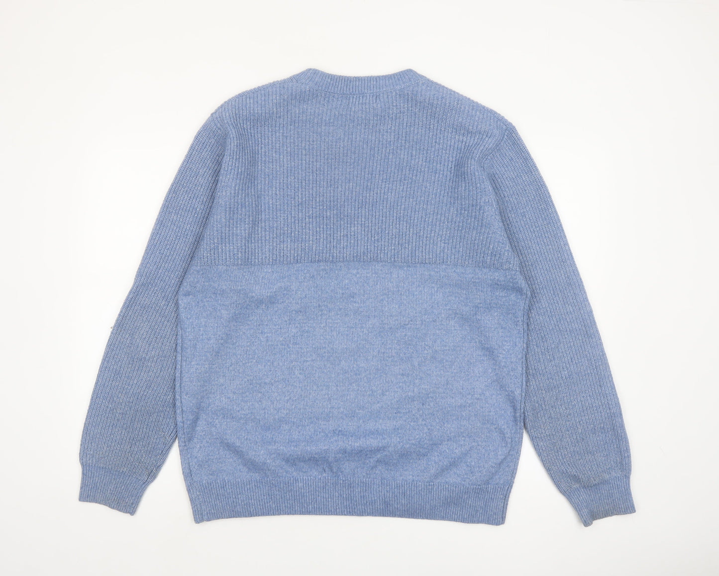 Easy Men Blue Crew Neck Knit Pullover Jumper Size L