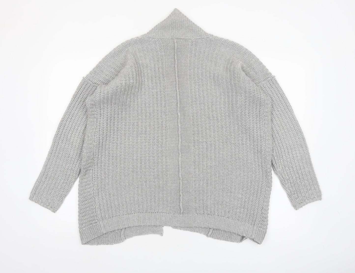 Marks and Spencer Women’s Grey Cotton Blend Open Knit Cardigan UK 12