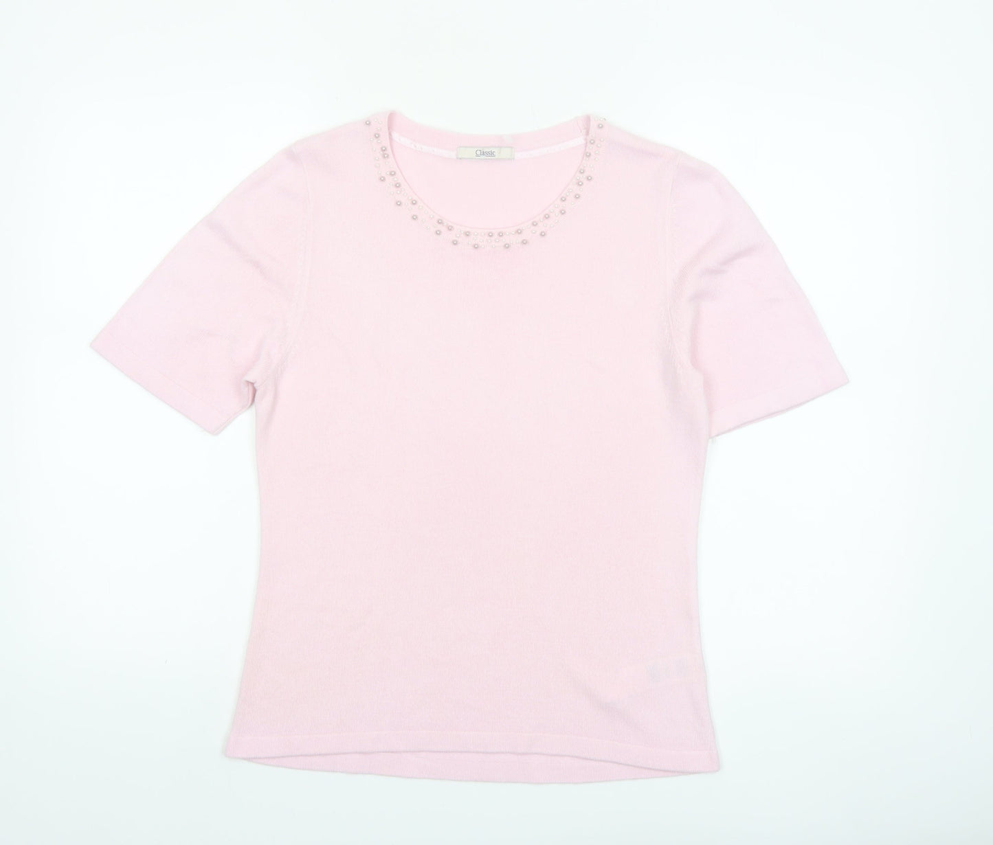 Marks and Spencer Womens Dusted Pink Acrylic Short Sleeve Jumper UK 12
