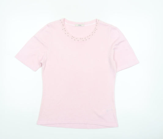 Marks and Spencer Womens Dusted Pink Acrylic Short Sleeve Jumper UK 12