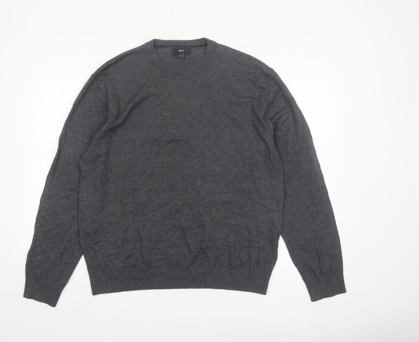 NEXT Men's Grey Cotton Blend Crew Neck Jumper L Regular Fit