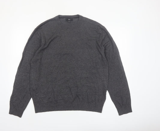 NEXT Men's Grey Cotton Blend Crew Neck Jumper L Regular Fit