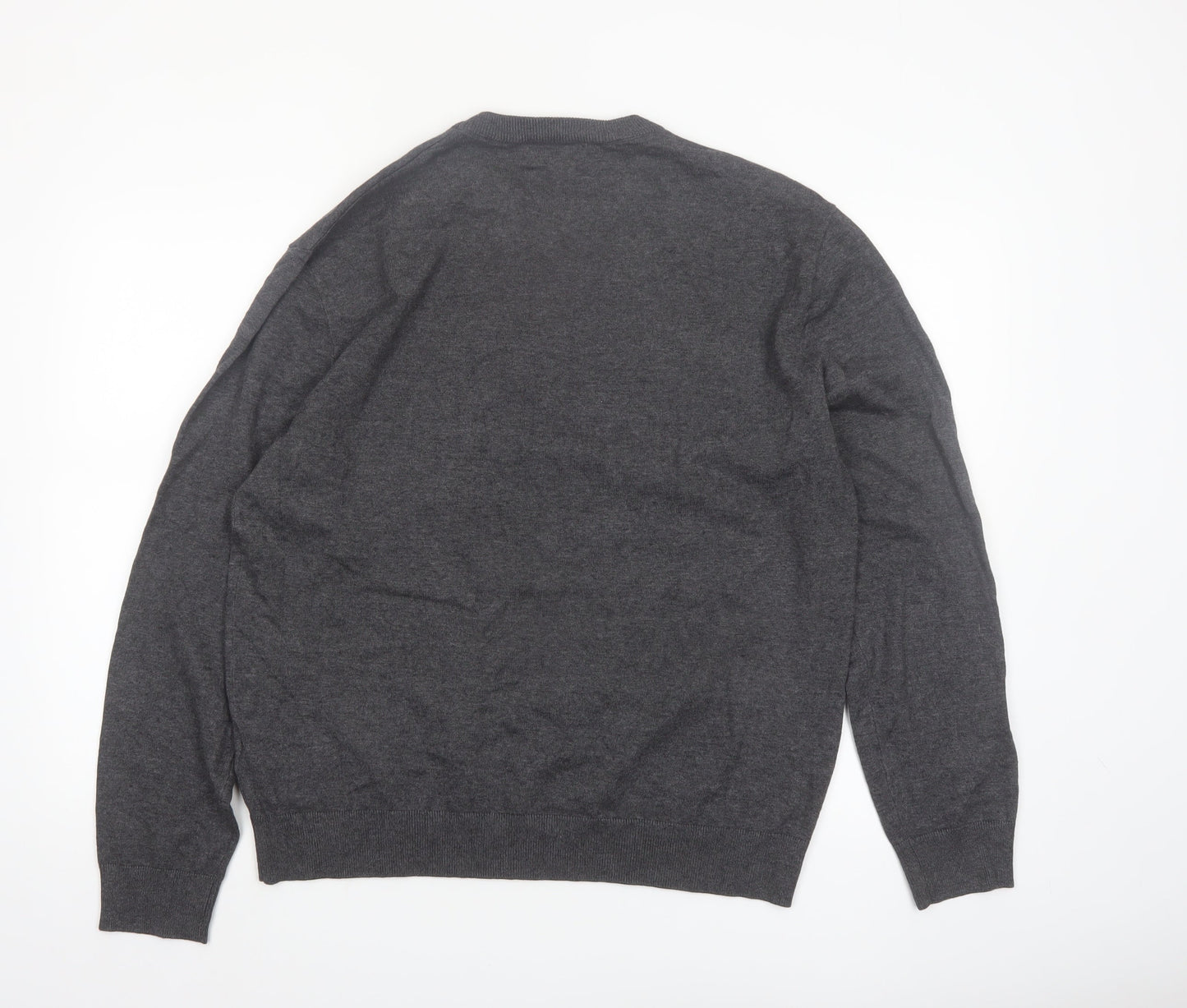 NEXT Men's Grey Cotton Blend Crew Neck Jumper L Regular Fit
