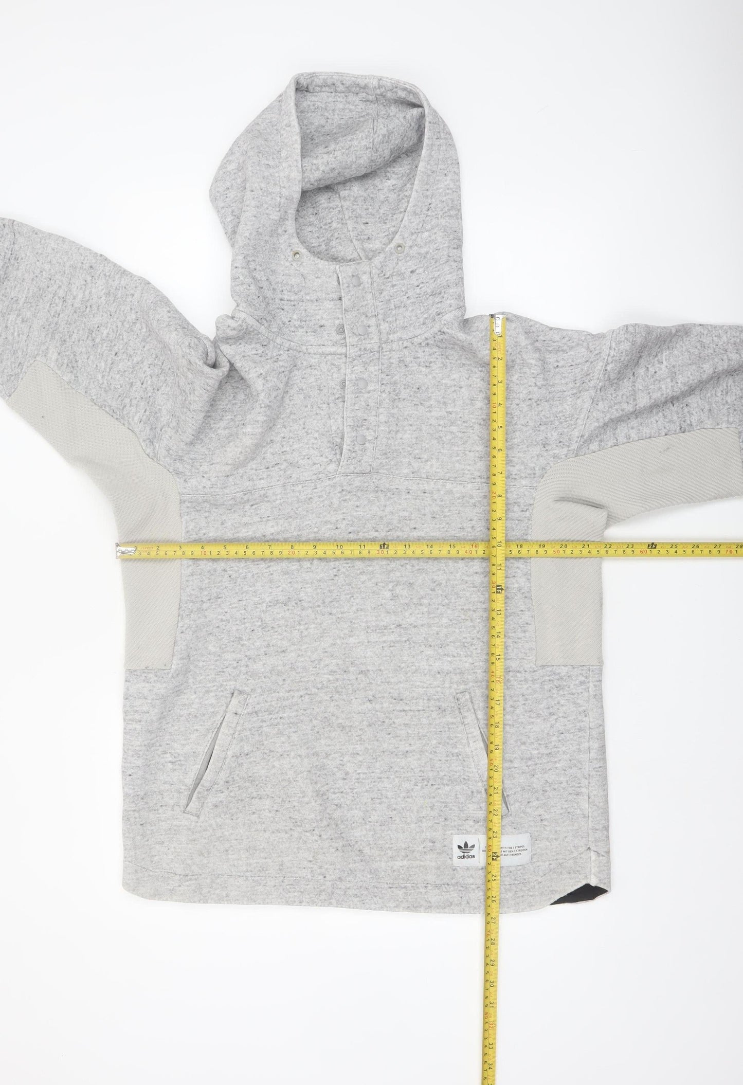 Adidas Men's Grey Henley Hoodie Size M Fleece Pullover