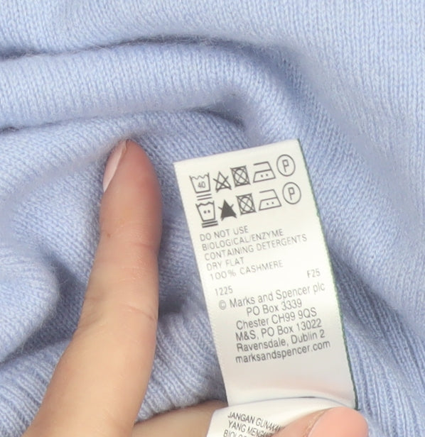 Marks and Spencer Women Blue Size 8 Cashmere Crew Neck Jumper