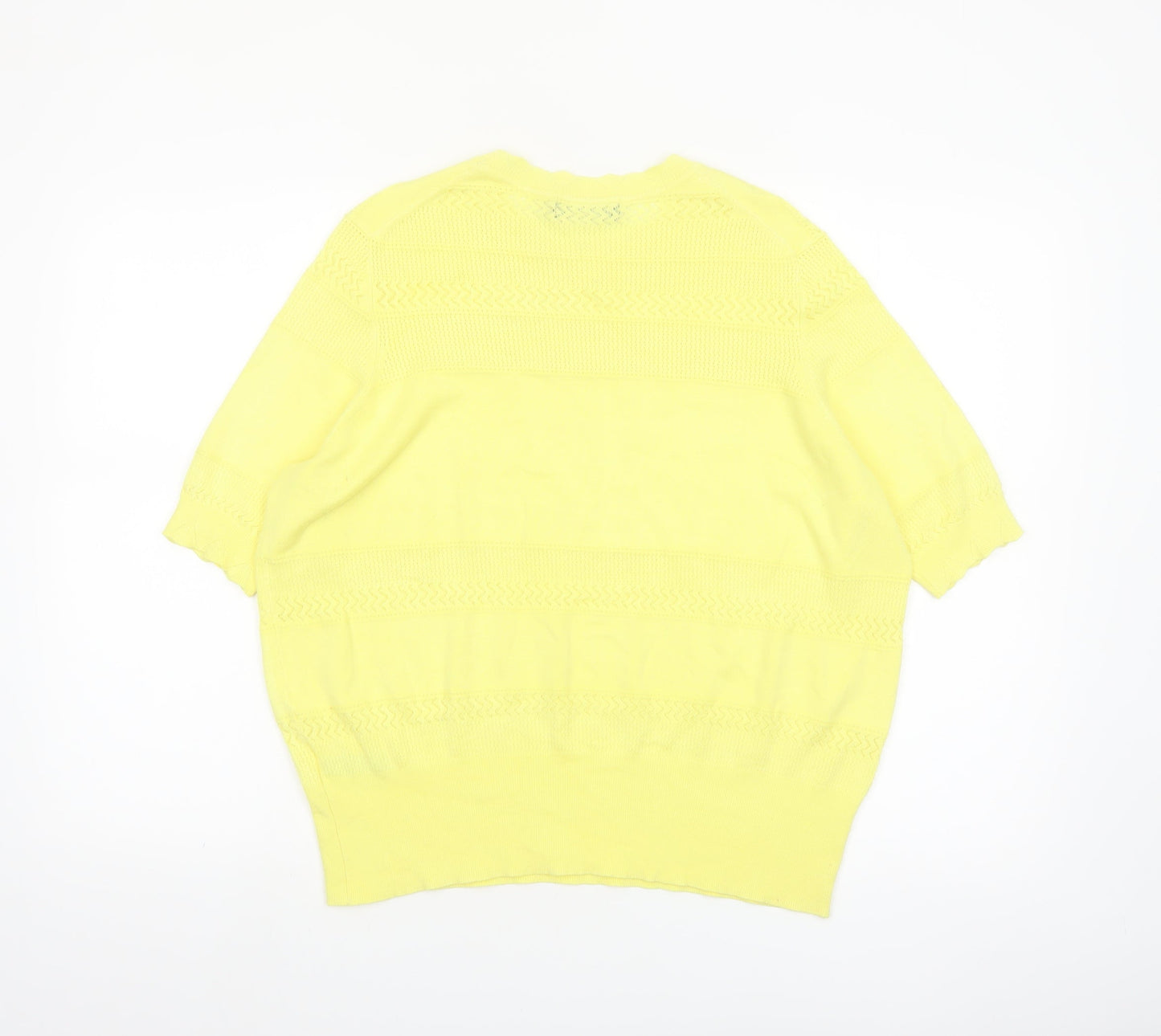Marks and Spencer Women's Yellow Knit Short Sleeve Jumper Size 18