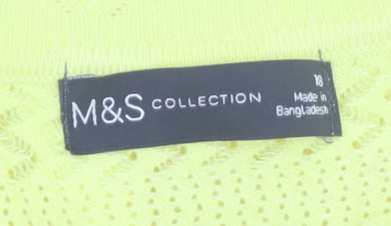 Marks and Spencer Women's Yellow Knit Short Sleeve Jumper Size 18