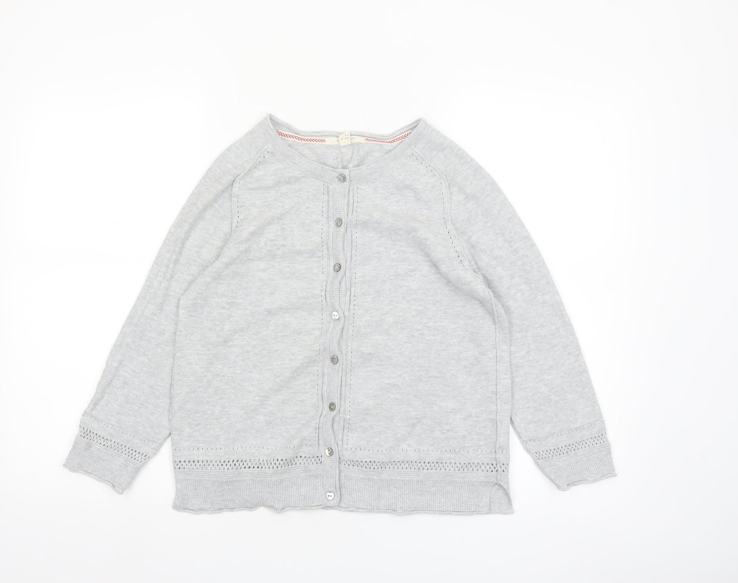 White Stuff Women Grey Cotton Button Cardigan UK 10 Crew Neck