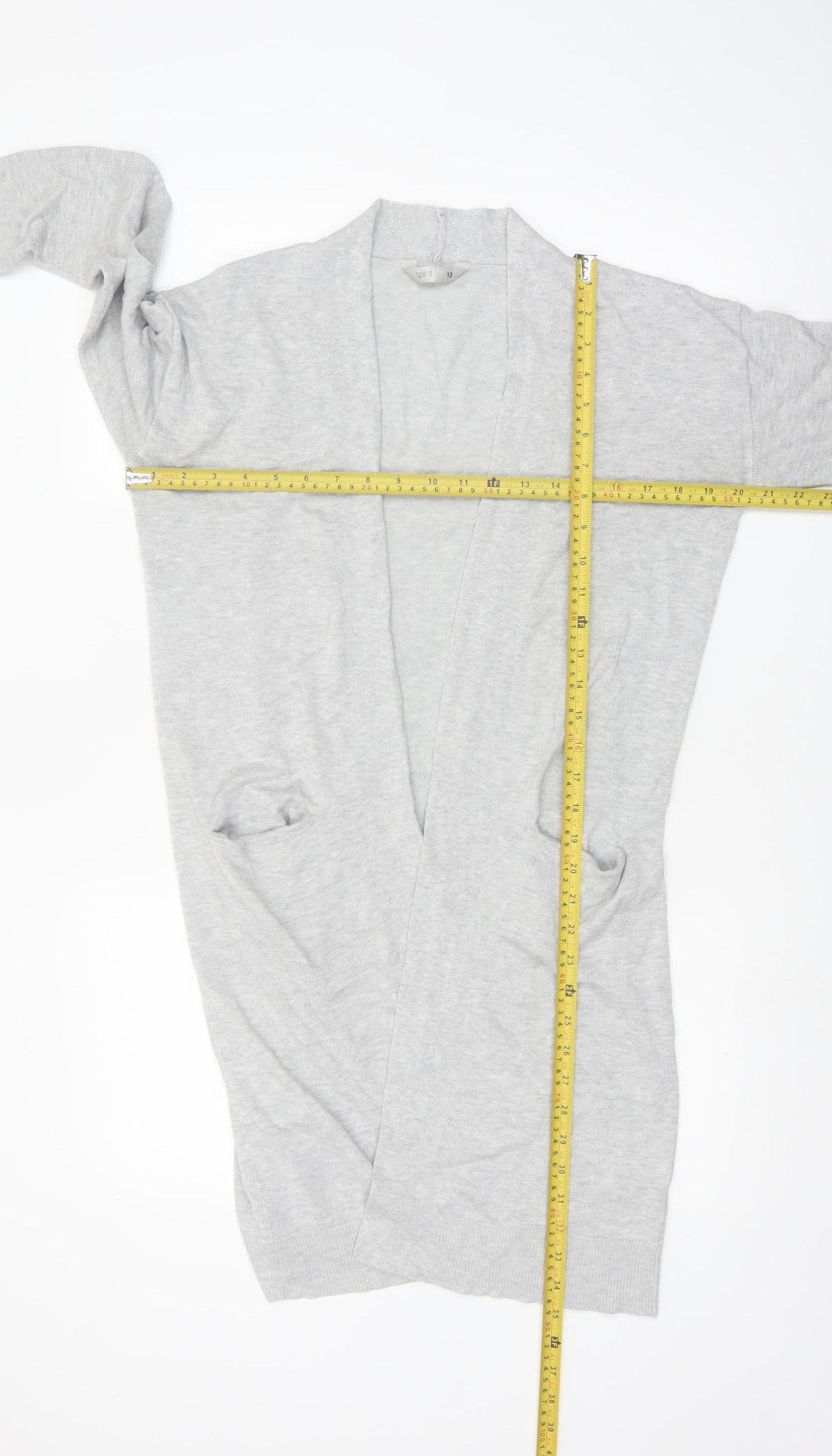 Spirit Women Grey Long Sleeve Open Knit Cardigan Size 12