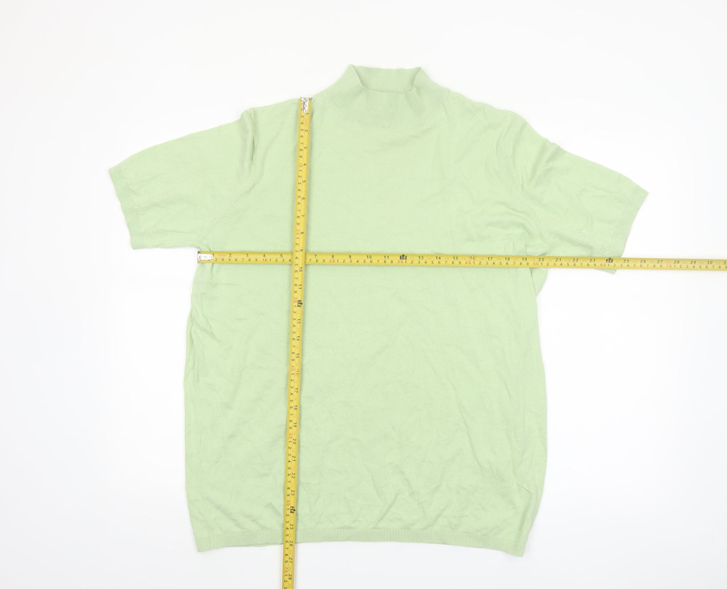 ASOS DESIGN Men's Green XL Mock Neck Short Sleeve Cotton Pullover Jumper