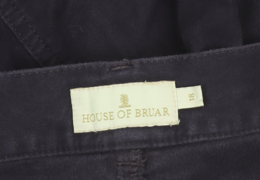 House of Bruar Women's Purple Cotton A-Line Midi Skirt Size 18