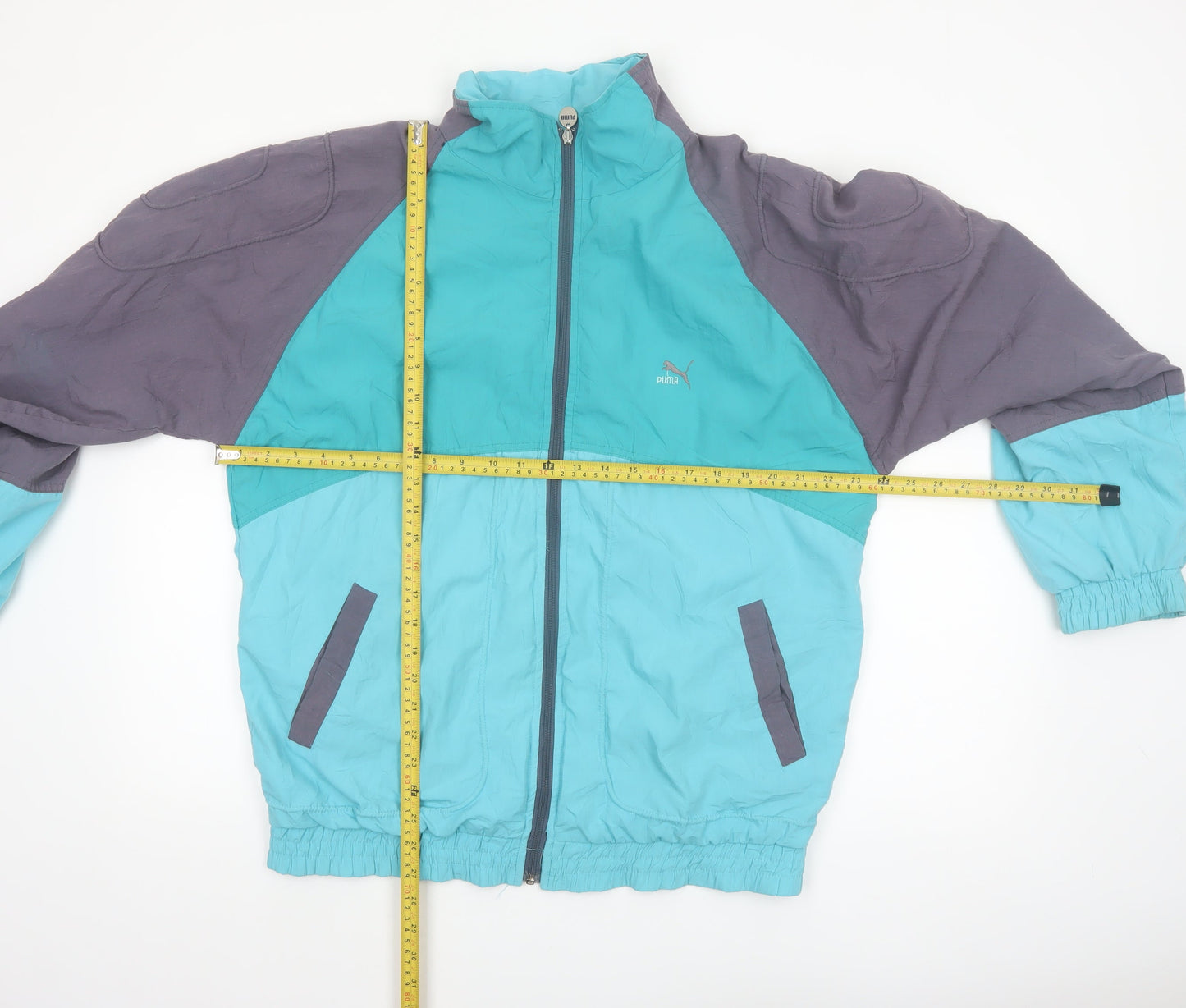 Puma Men's Blue Retro Windbreaker Jacket L 42in Full Zip Sportswear