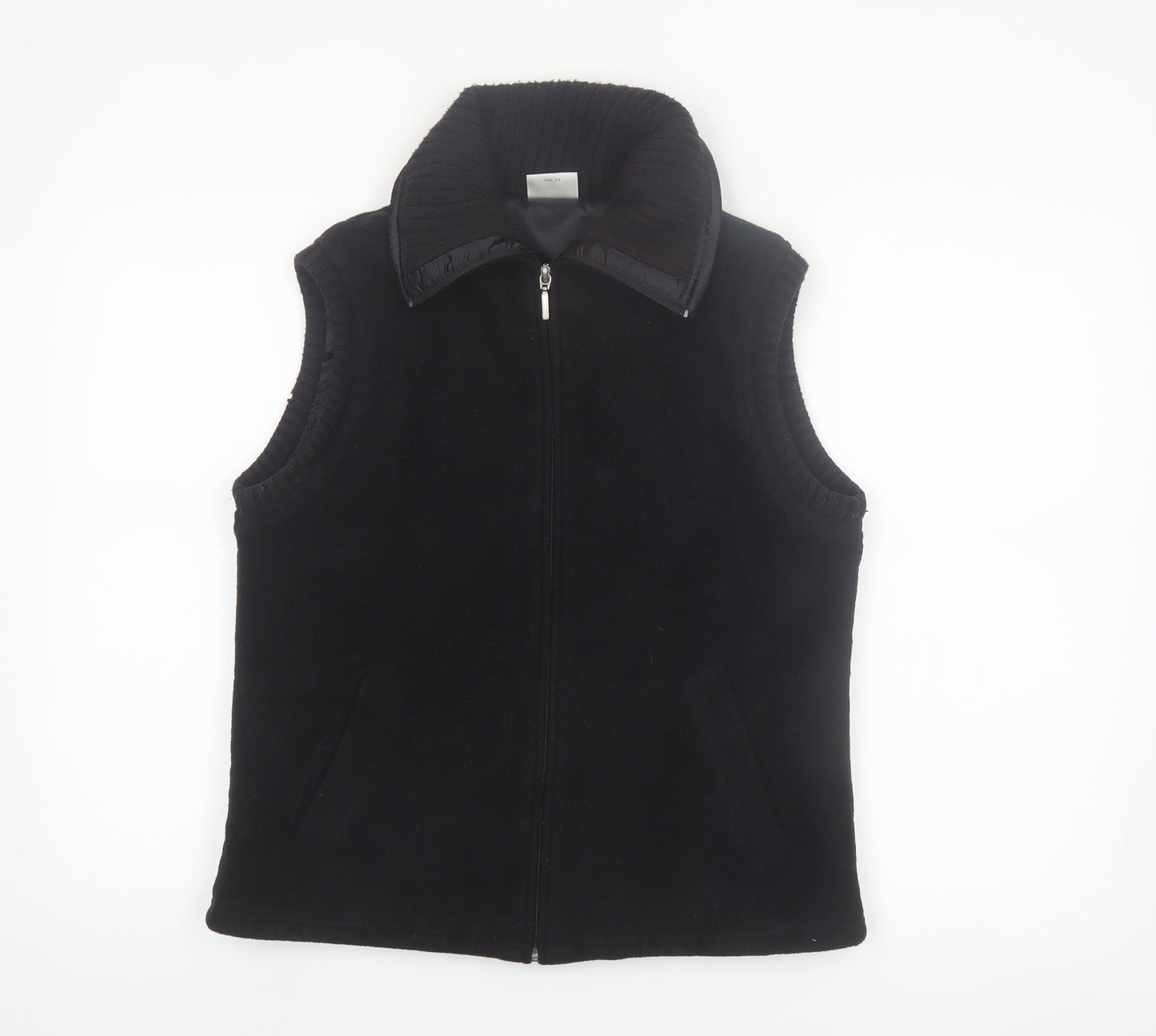 Next Womens Black Fleece Waistcoat UK 14 Full Zip Sleeveless Classic Style