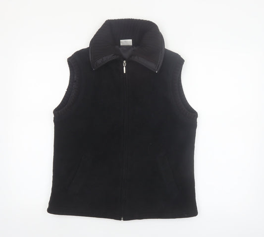 Next Womens Black Fleece Waistcoat UK 14 Full Zip Sleeveless Classic Style