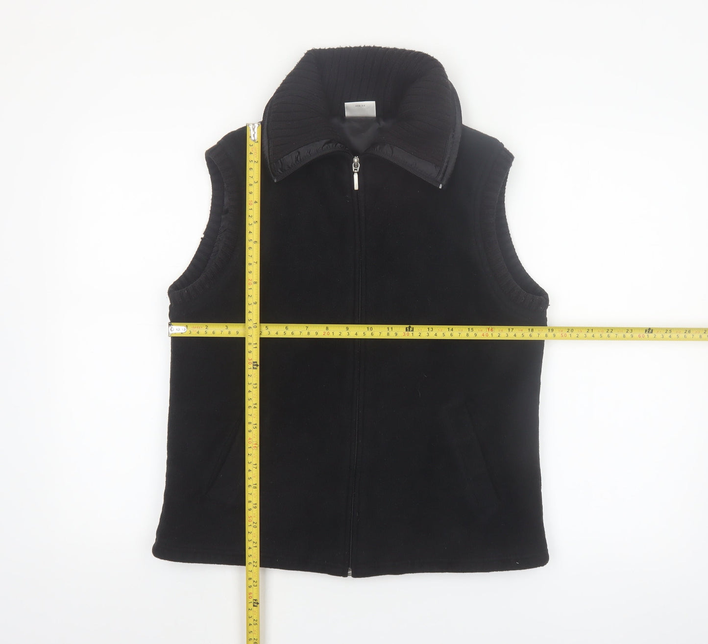 Next Womens Black Fleece Waistcoat UK 14 Full Zip Sleeveless Classic Style