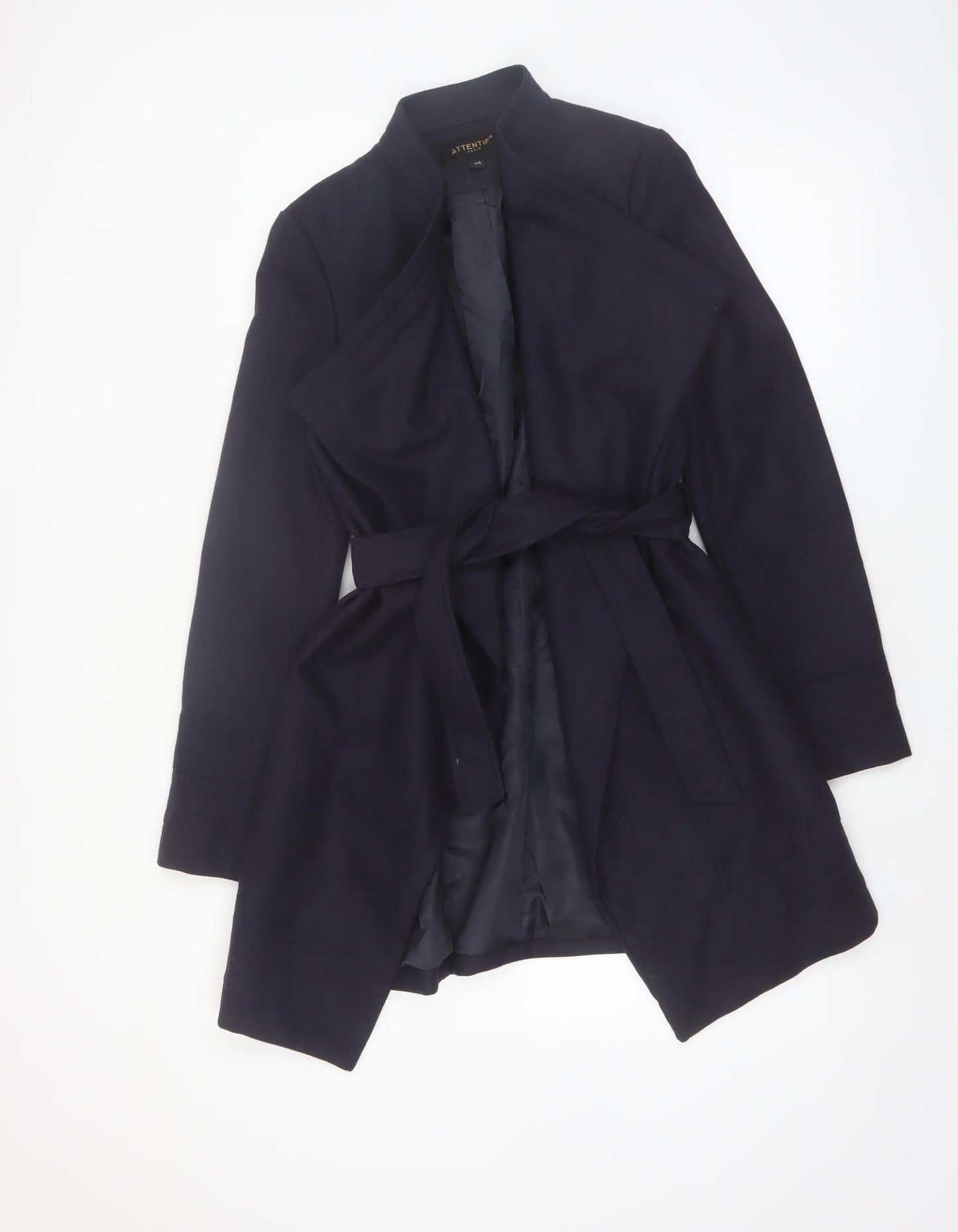 Attentif Paris Women's Blue Belted Trench Coat Size 12