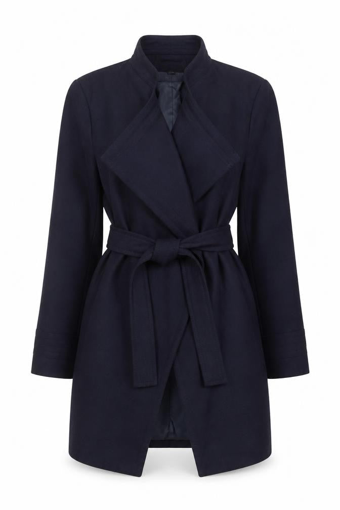 Attentif Paris Women's Blue Belted Trench Coat Size 12