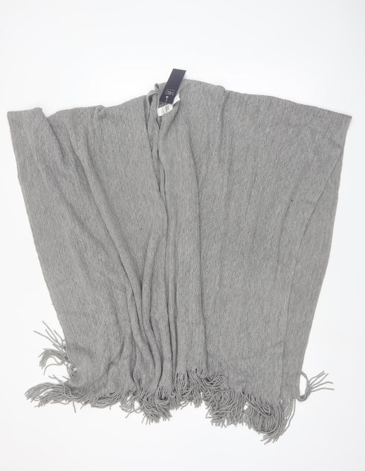 Marks and Spencer Women Grey Knit Fringe Cape One Size Lightweight Acrylic