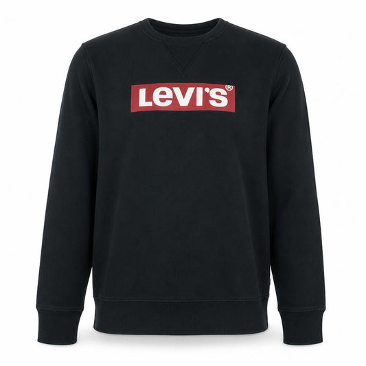Levi's Men's Black Small Logo Crew Neck Fleece Sweatshirt