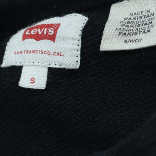 Levi's Men's Black Small Logo Crew Neck Fleece Sweatshirt
