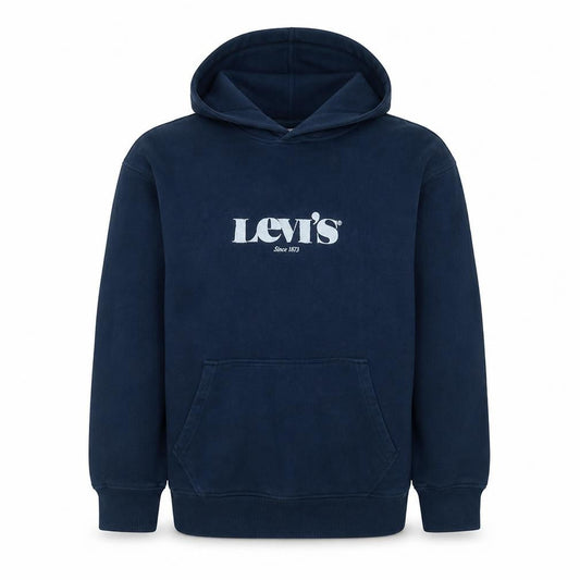 Levi's Men's Blue Relaxed Pullover Hoodie Size S Logo Fleece